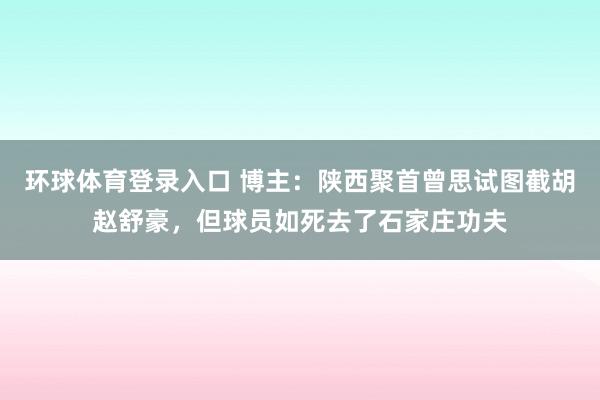 环球体育登录入口 博主：陕西聚首曾思试图截胡赵舒豪，但球员如死去了石家庄功夫