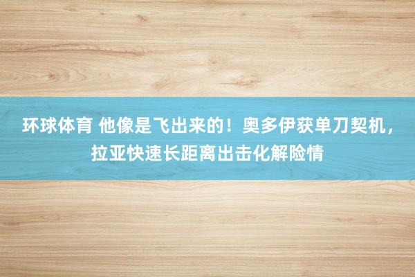 环球体育 他像是飞出来的！奥多伊获单刀契机，拉亚快速长距离出击化解险情