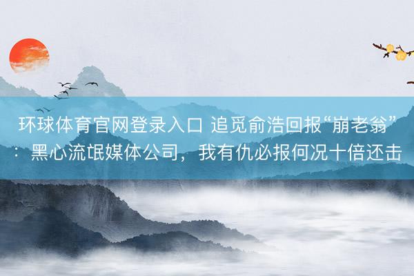 环球体育官网登录入口 追觅俞浩回报“崩老翁”：黑心流氓媒体公司，我有仇必报何况十倍还击