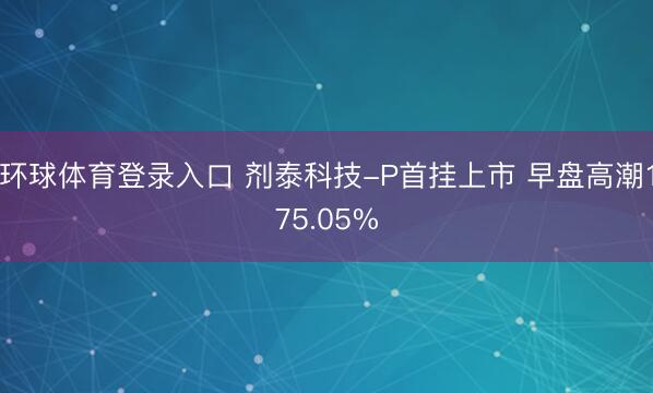 环球体育登录入口 剂泰科技-P首挂上市 早盘高潮175.05%