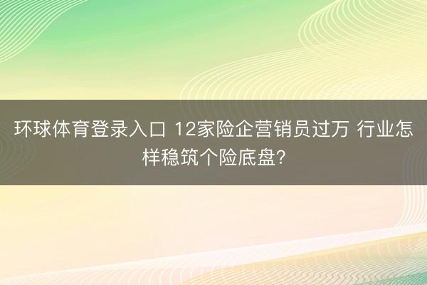 环球体育登录入口 12家险企营销员过万 行业怎样稳筑个险底盘？