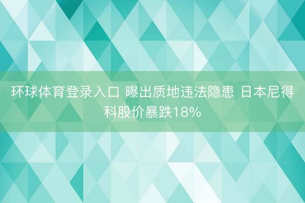 环球体育登录入口 曝出质地违法隐患 日本尼得科股价暴跌18%