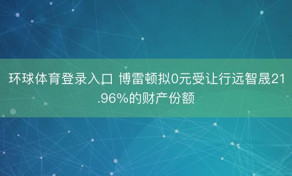 环球体育登录入口 博雷顿拟0元受让行远智晟21.96%的财产份额