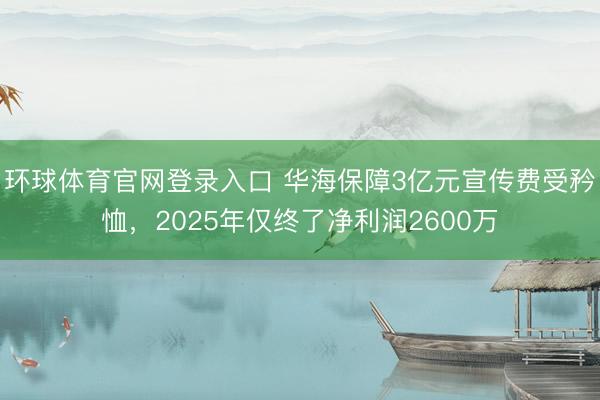 环球体育官网登录入口 华海保障3亿元宣传费受矜恤，2025年仅终了净利润2600万