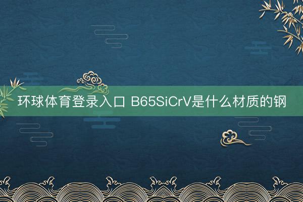 环球体育登录入口 B65SiCrV是什么材质的钢