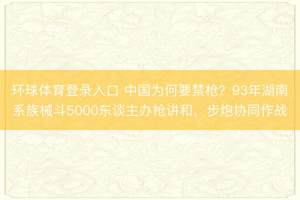 环球体育登录入口 中国为何要禁枪？93年湖南系族械斗5000东谈主办枪讲和，步炮协同作战