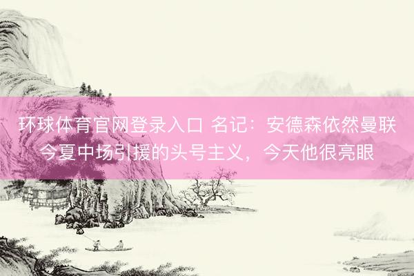 环球体育官网登录入口 名记：安德森依然曼联今夏中场引援的头号主义，今天他很亮眼