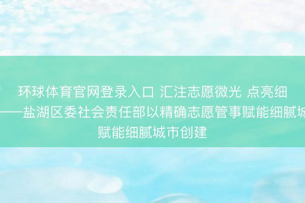 环球体育官网登录入口 汇注志愿微光 点亮细腻盐湖——盐湖区委社会责任部以精确志愿管事赋能细腻城市创建