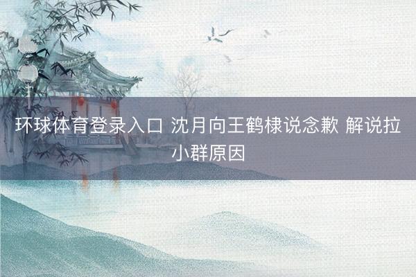环球体育登录入口 沈月向王鹤棣说念歉 解说拉小群原因