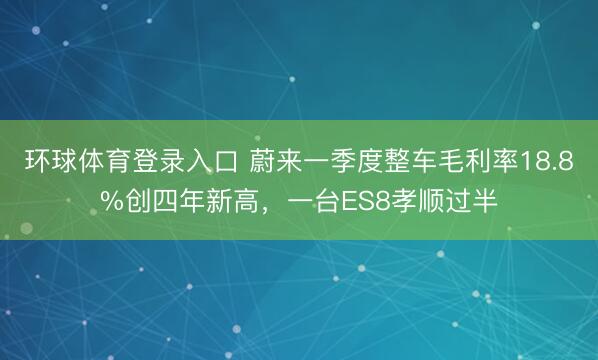 环球体育登录入口 蔚来一季度整车毛利率18.8%创四年新高，一台ES8孝顺过半
