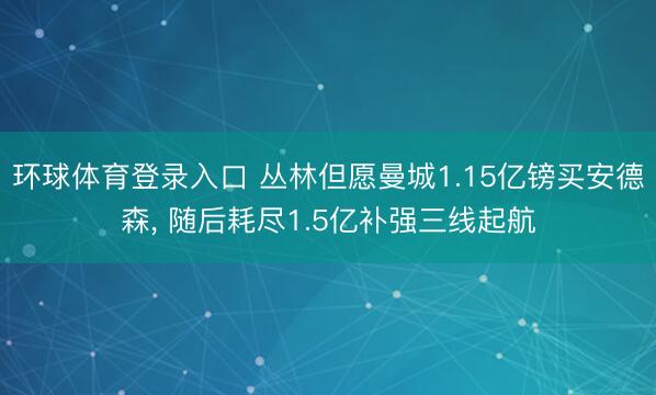 环球体育登录入口 丛林但愿曼城1.15亿镑买安德森， 随后耗尽1.5亿补强三线起航