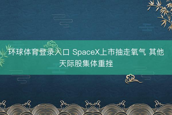 环球体育登录入口 SpaceX上市抽走氧气 其他天际股集体重挫