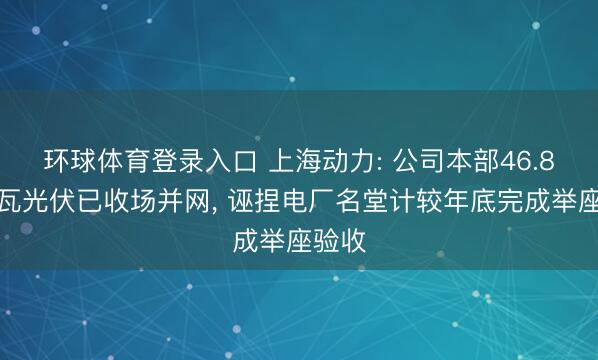 环球体育登录入口 上海动力: 公司本部46.8万千瓦光伏已收场并网， 诬捏电厂名堂计较年底完成举座验收