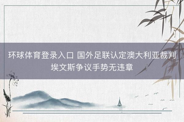 环球体育登录入口 国外足联认定澳大利亚裁判埃文斯争议手势无违章